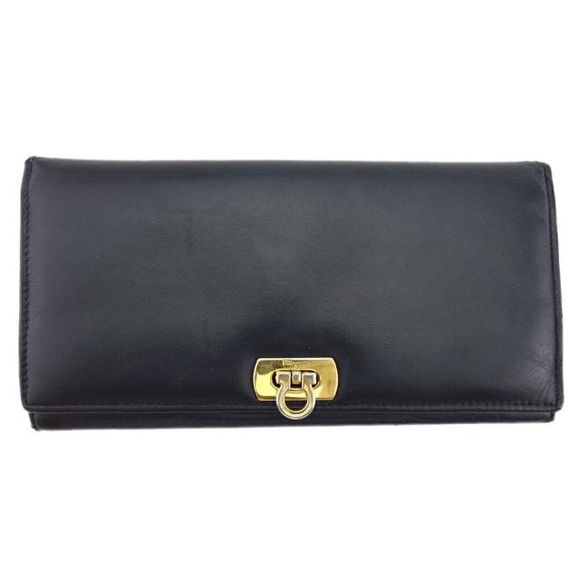 【X'masセール★30%OFF】サルヴァトーレフェラガモ Salvatore Ferragamo 長財布ガンチーニ ブラック レディース 中古