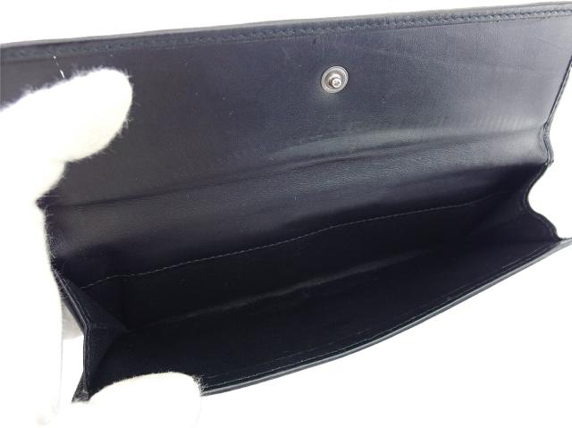 グッチ GUCCI 長財布GGキャンバス ロゴプレート ブラック レディース 中古