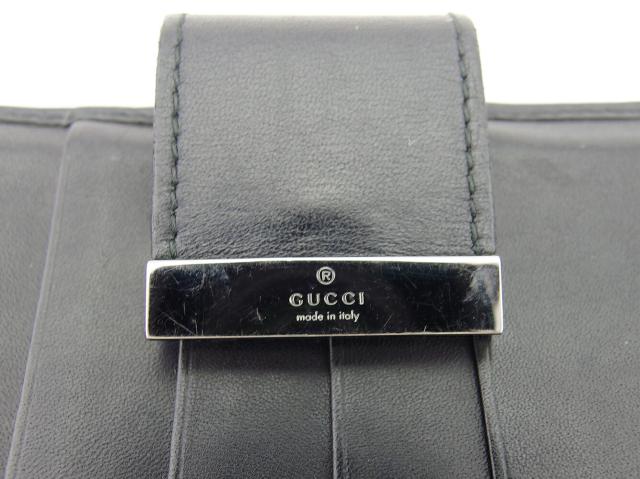 グッチ GUCCI 長財布GGキャンバス ロゴプレート ブラック レディース 中古