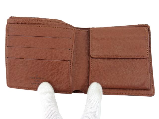 【30％OFF★土日ひと休み大売り出し】ルイ・ヴィトン LOUIS VUITTON 二つ折り紙入れモノグラム ポルトビエカルトクレディモネ 赤銅色 ベージュ レディース 中古