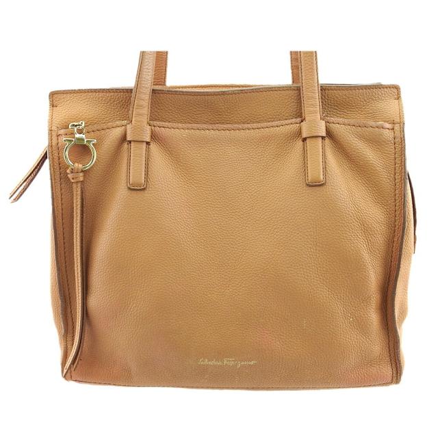 【X'masセール★30%OFF】サルヴァトーレフェラガモ Salvatore Ferragamo トートバッグロゴ ガンチーニチャーム ベージュ レディース 中古