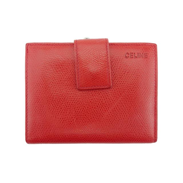 【X'masセール★30%OFF】セリーヌ CELINE 二つ折り財布 レッド×ゴールド レディース 中古
