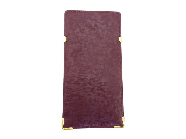 カルティエ CARTIER メガネケース マストライン ボルドー×ゴールド