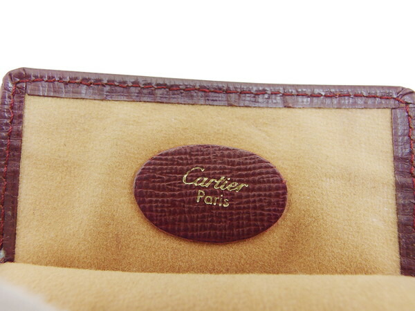 カルティエ CARTIER メガネケース マストライン ボルドー×ゴールド