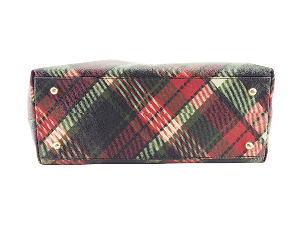 パトリックコックス PATRICK COX トートバッグクィーンチェック レッド系 レディース 中古_4