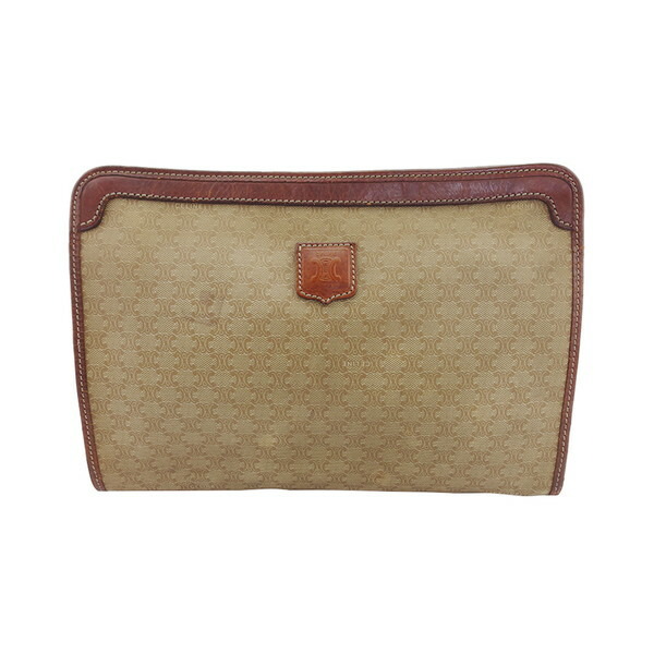 【BIGお買い物ラリー★30%OFFセール中】セリーヌ CELINE クラッチバッグマダカム ベージュ×ブラウン レディース 中古