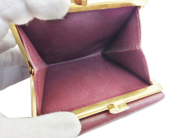 カルティエ CARTIER 二つ折り財布 マストライン ボルドー×ゴールド レディース 中古_5