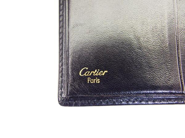 カルティエ CARTIER 二つ折り財布 パシャ ブラック×ゴールド レディース 中古_9