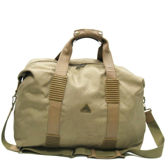 【BIGお買い物ラリー★30%OFFセール中】ダンヒル Dunhill ボストンバッグロゴプレート 2WAYショルダー カーキ ベージュ ゴールド レディース 中古