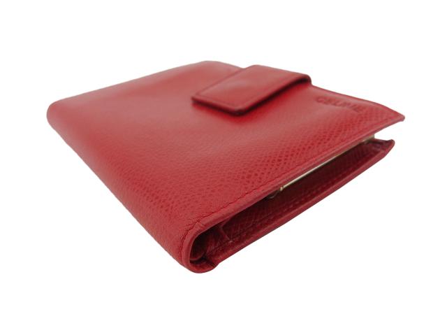 【X'masセール★30%OFF】セリーヌ CELINE 二つ折り財布 レッド×ゴールド レディース 中古 年末ラストセール☆30%OFF】セリーヌ CELINE 二つ折り財布 レッド