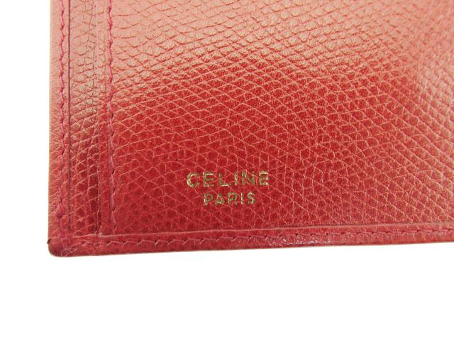 【極美品】CELINE 二つ折り財布 ベージュ レッド レディース メンズ 極美品】CELINE 二つ折り財布 ベージュ レッド レディース メンズ
