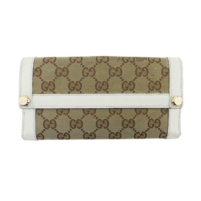 【BIGお買い物ラリー★30%OFFセール中】グッチ GUCCI 長財布GG柄 ベージュ　ブラウン　ホワイト　ゴールド レディース 中古