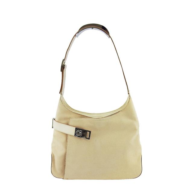 【BIGお買い物ラリー★30%OFFセール中】サルヴァトーレフェラガモ Salvatore Ferragamo ショルダーバッグガンチーニ ベージュ アイボリー レディース 中古