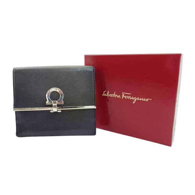 【X'masセール★30%OFF】サルヴァトーレフェラガモ Salvatore Ferragamo 二つ折り財布 NERO レディース 中古