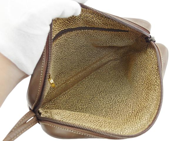【30％OFF★土日ひと休み大売り出し】ボルボネーゼ BORBONESE クラッチペダル御徒面子うずら柄 ベージュ×赤銅色 レディース 中古