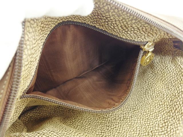【30％OFF★土日ひと休み大売り出し】ボルボネーゼ BORBONESE クラッチペダル御徒面子うずら柄 ベージュ×赤銅色 レディース 中古