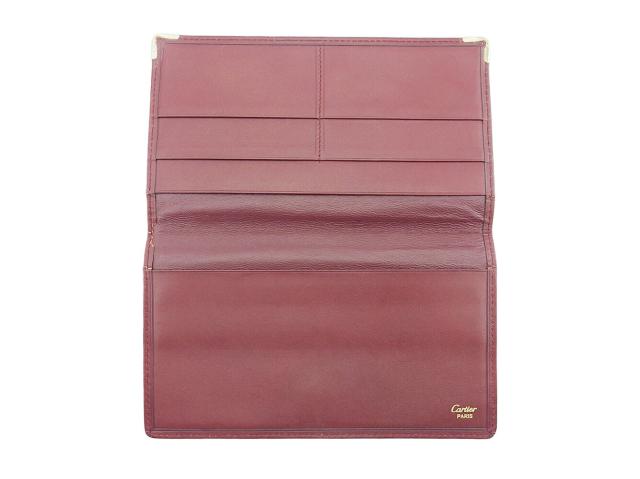 【GWタイムセール】カルティエ CARTIER 札入れ マストライン ボルドー×ゴールド レディース 中古_4