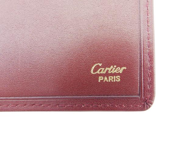 【GWタイムセール】カルティエ CARTIER 札入れ マストライン ボルドー×ゴールド レディース 中古_8