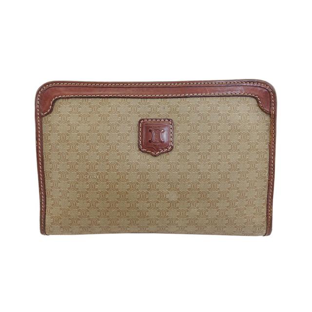 【X'masセール★30%OFF】セリーヌ CELINE クラッチバッグマカダム ベージュ×ブラウン レディース 中古