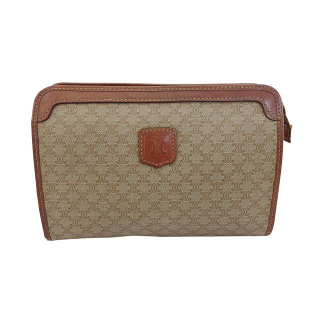 【BIGお買い物ラリー★30%OFFセール中】セリーヌ CELINE クラッチバッグマカダム ベージュ×ブラウン レディース 中古