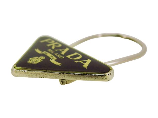 【30％OFF★週末タイムセール】プラダ PRADA キーリング ブラック×シルバー レディース 中古_2