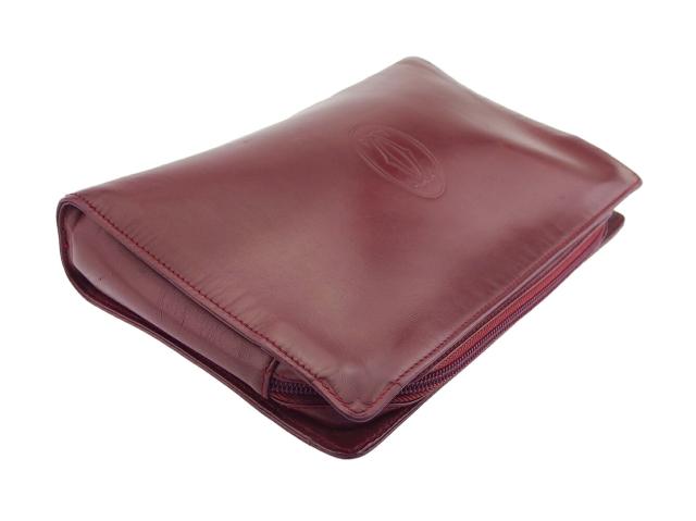 【30％OFF★土日ひと休み大売り出し】カルティエ CARTIER クラッチバッグマストライン ボルドーワイン レディース 中古