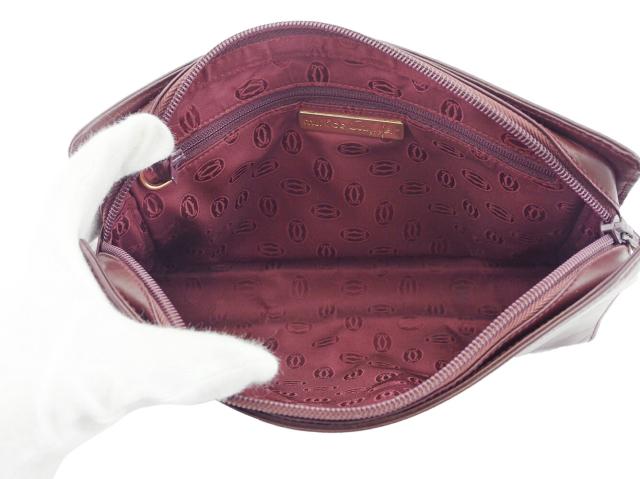 【30％OFF★土日ひと休み大売り出し】カルティエ CARTIER クラッチバッグマストライン ボルドーワイン レディース 中古