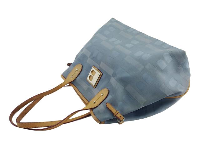 【BIGお買い物ラリー★30%OFFセール中】バリー BALLY トートバッグBマーク柄 ブルー ベージュ レディース 中古 BIGお買い物ラリー☆30%OFFセール中】バリー BALLY トートバッグBマーク柄