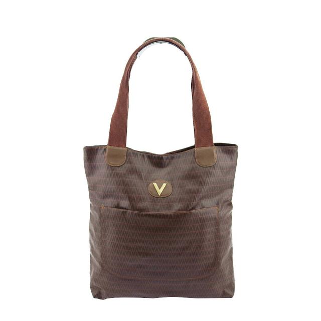 【BIGお買い物ラリー★30%OFFセール中】マリオ・ヴァレンティノ MARIO VALENTINO トートバッグVマーク ブラウン レディース 中古