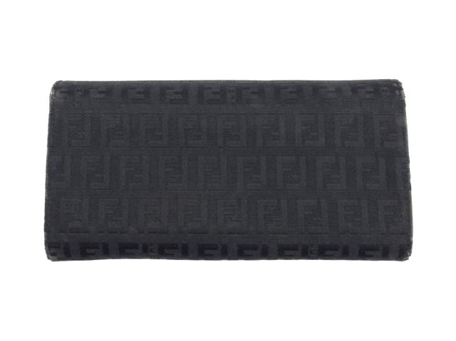 フェンディ FENDI 長財布ズッキーノ FFプレート ブラック レディース 中古_1