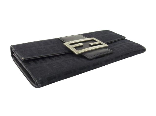 フェンディ FENDI 長財布ズッキーノ FFプレート ブラック レディース 中古_2
