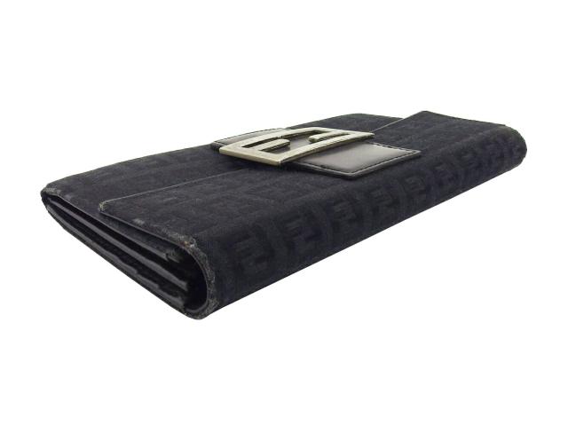フェンディ FENDI 長財布ズッキーノ FFプレート ブラック レディース 中古_3