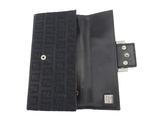 フェンディ FENDI 長財布ズッキーノ FFプレート ブラック レディース 中古_4