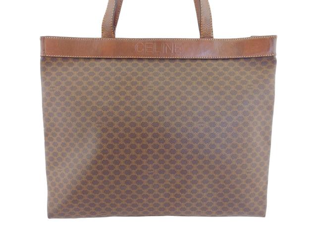 【30％OFF★週末タイムSALE】セリーヌ CELINE トートバッグマカダム オールドセリーヌ ブラウン ベージュ レディース 中古_1