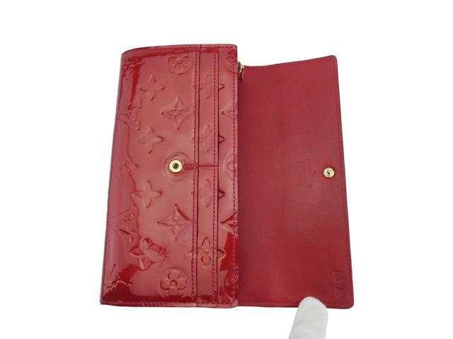 ルイヴィトン ポルトフォイユサラ ヴェルニ ポムダムール 長財布 赤