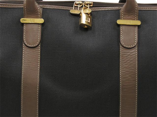 ダンヒル Dunhill ボストンバッグヘリンボーン グレー 灰色 ブラウン ゴールド レディース 中古_4