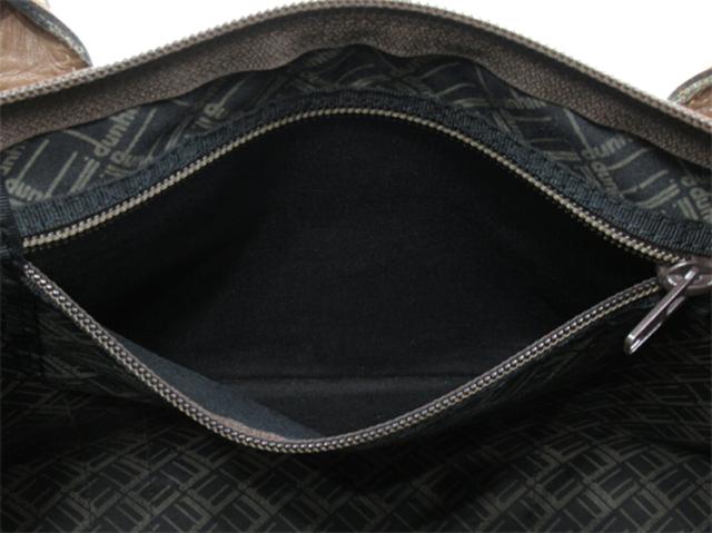 ダンヒル Dunhill ボストンバッグヘリンボーン グレー 灰色 ブラウン ゴールド レディース 中古_6