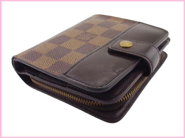 ルイ・ヴィトン LOUIS VUITTON 二つ折り財布ダミエ コンパクトジップ ブラウン ベージュ レディース 中古_3