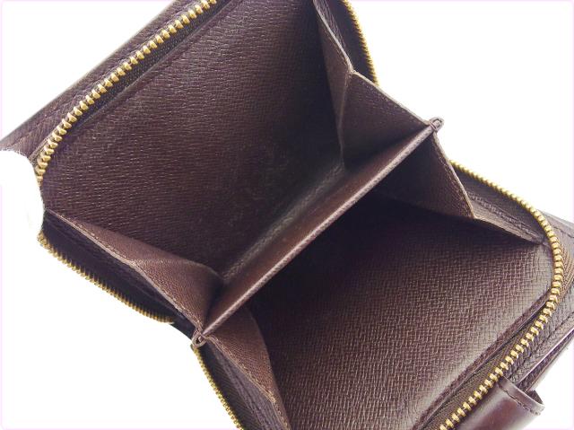 ルイ・ヴィトン LOUIS VUITTON 二つ折り財布ダミエ コンパクトジップ ブラウン ベージュ レディース 中古_6