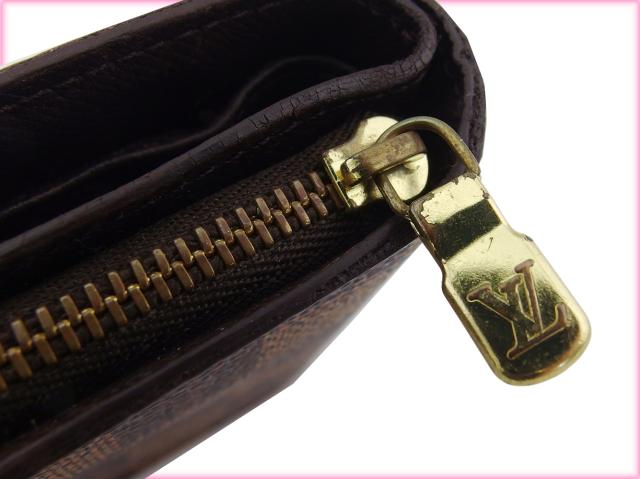 ルイ・ヴィトン LOUIS VUITTON 二つ折り財布ダミエ コンパクトジップ ブラウン ベージュ レディース 中古_7