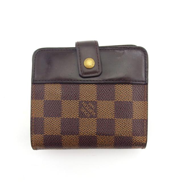 【BIGお買い物ラリー★30%OFFセール中】ルイ・ヴィトン LOUIS VUITTON 二つ折り財布ダミエ コンパクトジップ ブラウン ベージュ レディース 中古