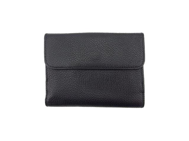【週末タイムセール】バーバリー BURBERRY 二つ折り財布ホースマーク ブラック ゴールド レディース 中古_1