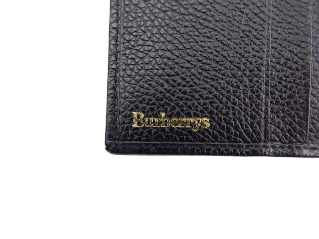 【週末タイムセール】バーバリー BURBERRY 二つ折り財布ホースマーク ブラック ゴールド レディース 中古_8