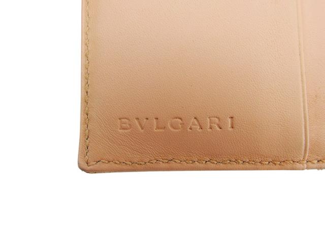 ブルガリ BVLGARI 二つ折り財布ロゴマニア オレンジ ベージュ シルバー レディース 中古_9
