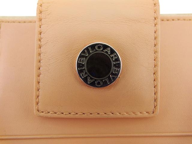 ブルガリ BVLGARI 二つ折り財布ロゴマニア オレンジ ベージュ シルバー レディース 中古_8