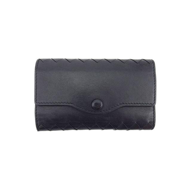 【BIGお買い物ラリー★30%OFFセール中】ボッテガヴェネタ BOTTEGAVENETA キーケースイントレチャート ブラック レディース 中古