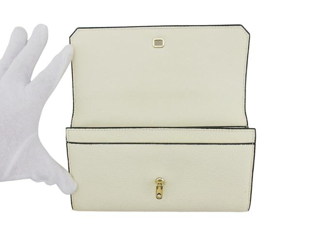 【週末セール★30％OFF】ヴァレクストラ Valextra 長財布 アイボリー　ブラック　ゴールド レディース 中古_4