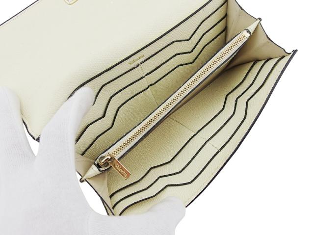 【週末セール★30％OFF】ヴァレクストラ Valextra 長財布 アイボリー　ブラック　ゴールド レディース 中古_5