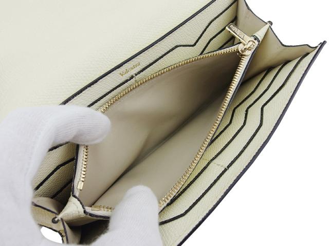 【週末セール★30％OFF】ヴァレクストラ Valextra 長財布 アイボリー　ブラック　ゴールド レディース 中古_6
