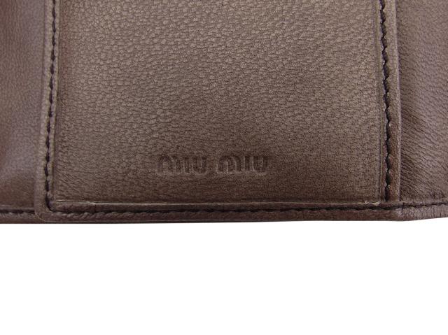 ミュウミュウ MIUMIU 二つ折り財布 スモーキーピンク　シルバー レディース 中古_9